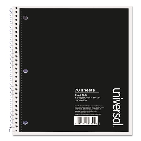 UNIVERSAL Wirebound Notebook, 4 sq/in Quadrille Rule, 10.5 x 8, White, 70 Sheets UNV66630